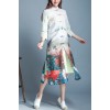 3380 long-sleeved mulberry silk stand collar buckle long coat