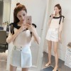 8918 bowknot boat neck trumpet sleeve chiffon shirt