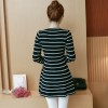 8048 plus size women's stripes v neck knit dress