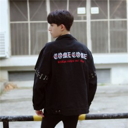 1416 # [real shot spot] 2017 autumn 24 pins back embroidery letters jacket jacket men and women wear