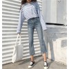2017 new trousers gap wash washed white jeans women self-cultivation wild nine cents straight straight pants 638