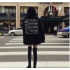 825 Spring and Autumn long oversize hedging black hooded letters bf wind loose sweater