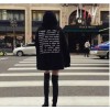 825  long oversize hedging black hooded letters bf wind loose sweater