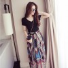 680 short-sleeved v neck printed chiffon dress