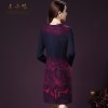 9513 plus size mid-age women's printed woolen dress