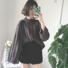 3350 retro twist large sleeves loose lazy half-high collar sweater 