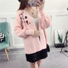 1079 # real shot autumn new lantern sleeves sweater sweater women loose Korean wild embroidery sweater shirt