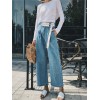 2720 wide leg loose high waist decorated belt straight jeans