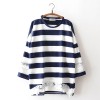 9827 # Korean maternity dress spring and autumn stripes lace sweater fashion wear T-shirt