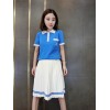 2017 summer new pink loose thin college wind two-piece polo shirt pleated skirt knit suit