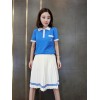 8920 preppy style polo t-shirt with pleated skirt