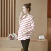 6681 # real shot 2017 autumn long-sleeved maternity pregnant women cotton stripes T-shirt cotton pregnant women coat T