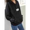 Korean fashion simple printing students black hooded women sweater 9169 #