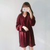 1269 Korea chic V collar long sleeves twist wool dress