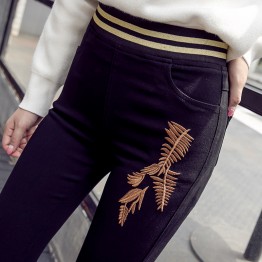 1769 Autumn embroidery pencil leg Leggings