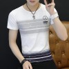 3041 Men 's Korean fashion  short - sleeved stripes t-shirt 