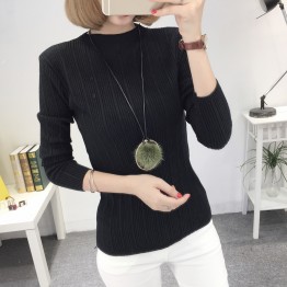 8086 slim semi-high collar Korean fashion long sleeve sweater