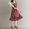 5862 lotus leaf hem chiffon floral dress