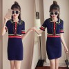 Knitted ice silk dress female summer 2017 new POLO collar skirt Korean version of self-cultivation sweet girl heart