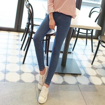 Autumn 2017 Korean version of the new was thin jeans women nine points pants high waist Slim feet wild students pencil pants