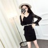 9167 Korean fashion sexy V-neck lace Slim trumpet sleeve dress