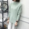 8095 loose semi-high collar tassel hem long sweater