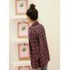 9152 Korean fashion loose retro red plaid shirt