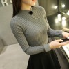 Autumn and winter sweater women 's bottoming shirt semi - high round collar solid color sweater shirt stretch was thin Slim head 628