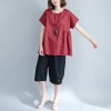 Large size women flax art simple waist shrink loose loose casual bat bat shirt 8791 #