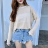 8089 Simple pattern hole transparent sunscreen long sleeve sweater