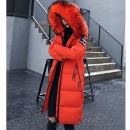 9525  fox fur slim thickening knee Korean fashion down jacket 
