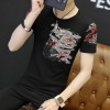 Men's Chinese Fashion Pencil T-Shirt Long Men's Summer Short Sleeve T Blood Korean Half-Sleeve T-Shirt 9120