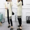 8001 autumn and winter pure color twist loose tassel pocket knitted sweater cardigan coat
