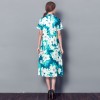 3551 Chinese style stand collar loose large dress printing improved cheongsam