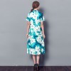 3551 Chinese style stand collar loose large dress printing improved cheongsam