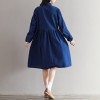 8235 new literary style pure color cotton and linen loose dress