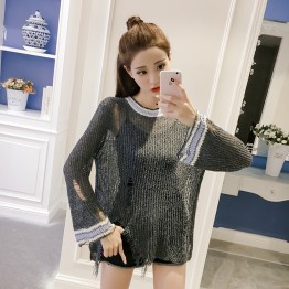 Shirt Knit Sweatshirt Long Sleeve Loose Shirt Short Sleeve Collar Top Blouse 555