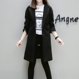 2017 autumn and winter new European station fat mm Korean version of the long woolen jacket