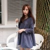 526 # real shot South Korea small fresh college wind V-neck pocket eight-point sleeve doll dress