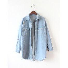 8377 Printed students style back letter Loose denim jacket