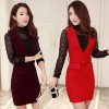 Elegant strap skirt autumn and winter woolen skirt dress 0886