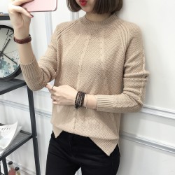 8096 loose semi-high collar long sleeve sweater