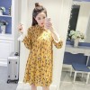 7153 # spot real 2017 spring new Korean women loose pleated chiffon long sleeves dress