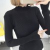 8078 semi-high collar wave hem sweater