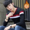 650 wool lining thick long sleeve men's splicing t-shirt