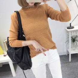 8071 # real shot autumn and winter new women Korean sweater women wave bottoming shirt head Slim thin sweater