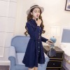 988 girl rhinoceros A-line denim lotus lace dress 