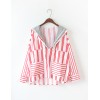 8378 chic navy style stripes hooded fake two pieces irregular shirt