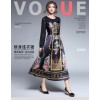 3306 new retro palace printing transparent long-sleeved dress