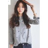 1583 fresh college style stripes embroidered long sleeve shirt